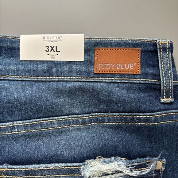 Judy Blue Mid-Rise Patch Cut Off Shorts denim jean size  3XL new - Picture 11 of 12